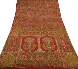 pure silk saree red printed sari