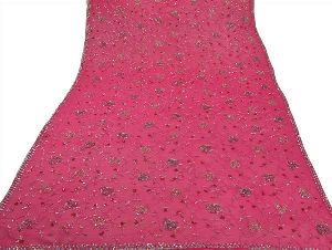 Sanskriti vintage dupatta long scarf georgette pink hijab hand beaded veil stole