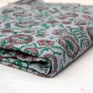 Block Printed Indian Natural Cotton Dressmaking Floral Fabric