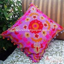 Ethnic Suzani Embroidered Cushion Cover Home Decor Pillows-Craft Jaipur