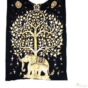 Golden Elephant Tapestry Hippie Boho Tree