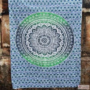 Green Ombre Mandala Bedspread