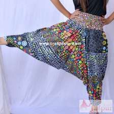 Printed Women Trousers Cotton Aladdin Harem Pants Free Size-Craft Jaipur