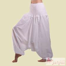 White Cotton Harem Fisherman Pants Women Yoga Afghani Trouser-Craft Jaipur