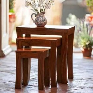 Carissa Stool Set Of 3 Nesting Bedside Tables - Indian Solid Wood Furniture