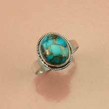 Blue Copper Turquoise silver ring