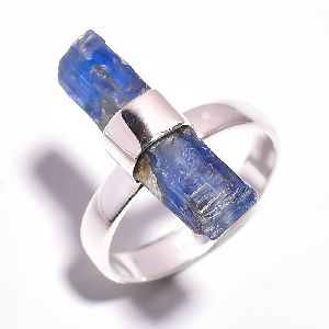 Blue Kyanite Raw Gemstone 925 Sterling Silver Ring Size 8