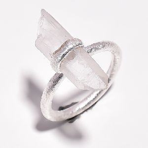 Crystal Raw Gemstone 925 Sterling Silver Ring Size 7