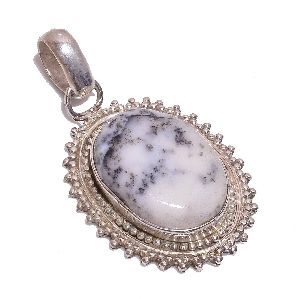 Dendrite Opal Gemstone 925 Sterling Silver Pendant