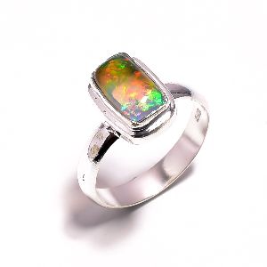 Ethiopian Opal 925 Sterling Silver Ring Size US 6.75