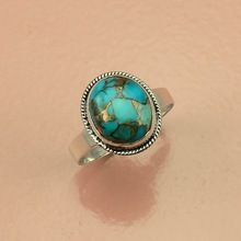 Natural Orange Copper Turquoise Ring