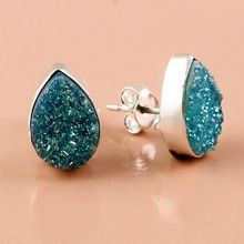 Stud Titanium Druzy Gemstone Earrings