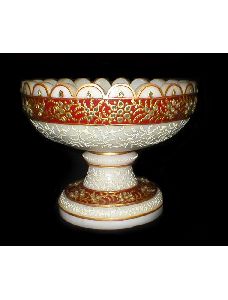 Malvia Marble Pot Red And White On Stand