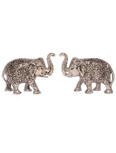 White Metal Elephants Pair