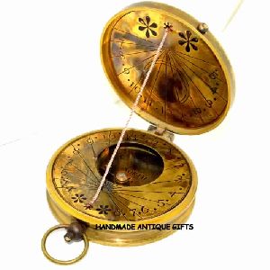 Engravable Antique Nautical Brass Cord Pocket Compass