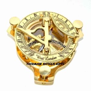 Handmade Triangle Shinny Gold Brass Sundial Compass