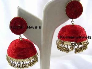 HOT LOOK PUNJABI THREAD WORK JHUMKI EARRINGS