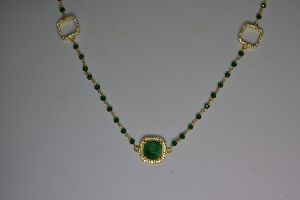 Sterling Silver Green Necklace with Gemstone Strand