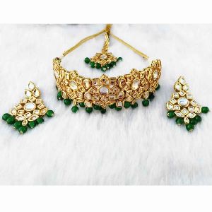 Latest Gold Plated Wedding Designer Handmade Meena Kundan Necklace Jewelry set