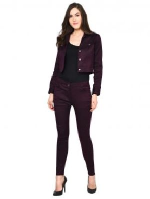 Solid Pant and Jacket Set