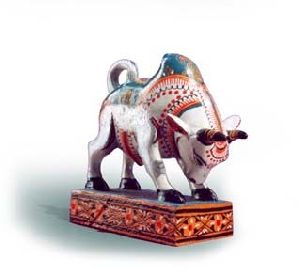 PAINTED WOODEN BULL