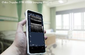 Handheld wired P/W STEER Color Doppler imaging Control Ultrasound Scanner , linear ,128 Element , 5-