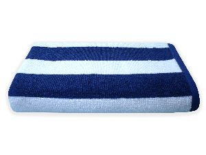 500 GSM Cabana Stripes BLUE Cotton Velour Bath Towel