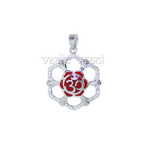 Om Flower Silver Locket