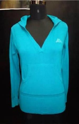 Ladies Hooded Sweater, Color : Blue