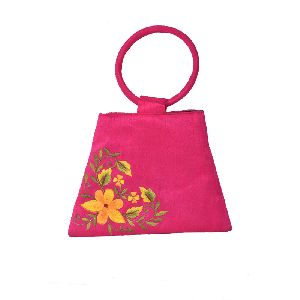 Hand Bag With Floral Embroidery