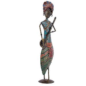 Iron Decoration Tribal Musician Statue