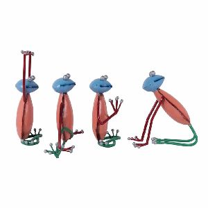 Iron Handmade Frog Set In Different Yoga Poses