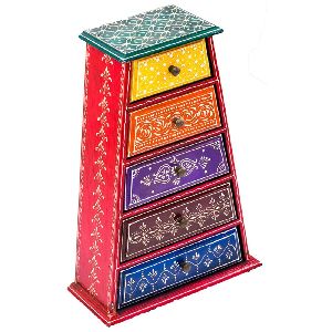 Long Multicolor Wooden Chest Drawer