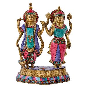 Multicolour Vishnu Lakshmi Statue
