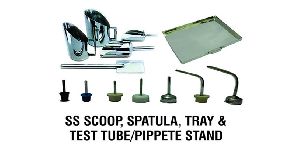 SS SCOOP, SPATULA , TRAY AND TEST TUBE