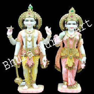 White Marble Vishnu Laxmi Statue