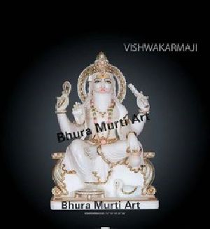 White Marble Vishwakarma Statue
