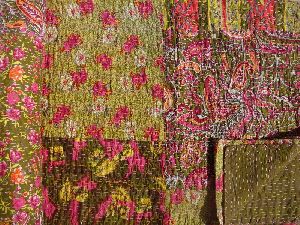 Floral Patchwork Kantha Quilt