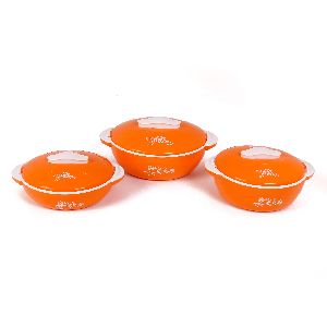 Jayco Fine Dine Three Piece Orange Casserole Set