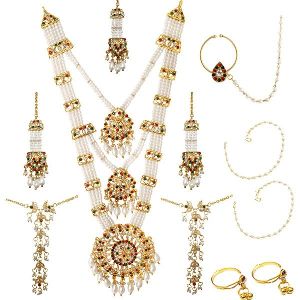 14Fashions Pearl Austrian Stone Bridal Jewellery Combo Set