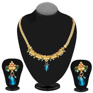 Plated Blue Austrian Stone Necklace Set