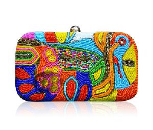Embroidered Box Clutch Bag