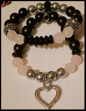 Rose Quartz Bracelet set, Onyx Bracelet Set