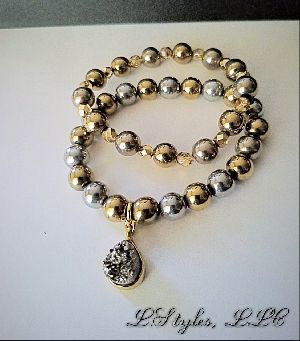 Women Silver Hematite Bracelet Set, Gold Hematite Bracelet Set