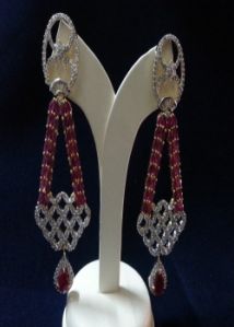 Cz Earrings With Red Stones