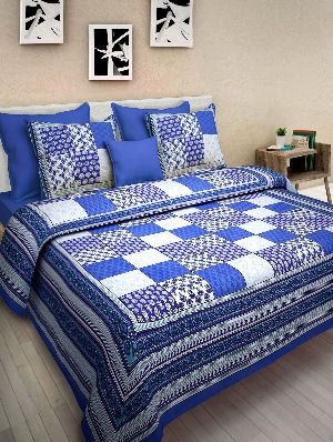 Blue Colour Striped PrintsBedsheetcotton bedsheetjaipuri bedsheet