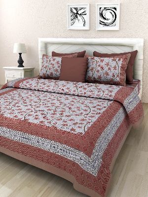 Brown Colour Polka PrintsBedsheetcotton bedsheetjaipuri bedsheet