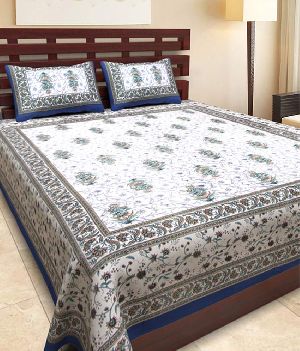 Cream Colour Floral PrintsBedsheetcotton bedsheetjaipuri bedsheet