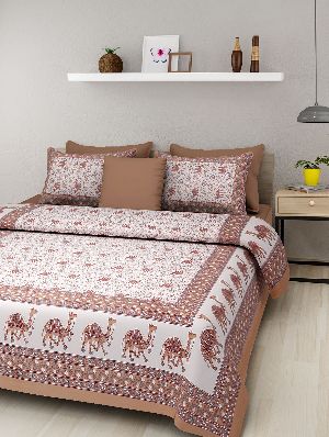 Gray Colour Floral PrintsBedsheetcotton bedsheetjaipuri bedsheet