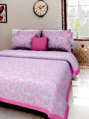 Pink Colour Pink PrintsBedsheetcotton bedsheetjaipuri bedsheet